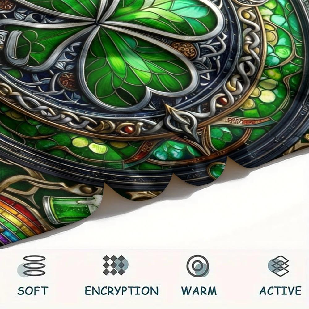 1Pc St.Patrick's Day Print Flannel Blanket, High quality Comfortable for All Seasons, Home Decor, Warmth and Comfort, Perfect for Christmas Gifts W73