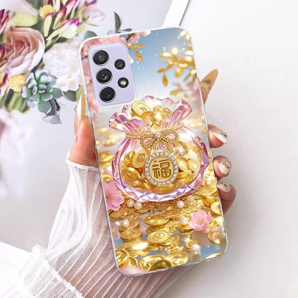 Transparent For Samsung Galaxy A72 4G Case Cute Fashion Flowers Funny Painted Casing For Samsung A72 4G SM-A725M SM-A725F Cover