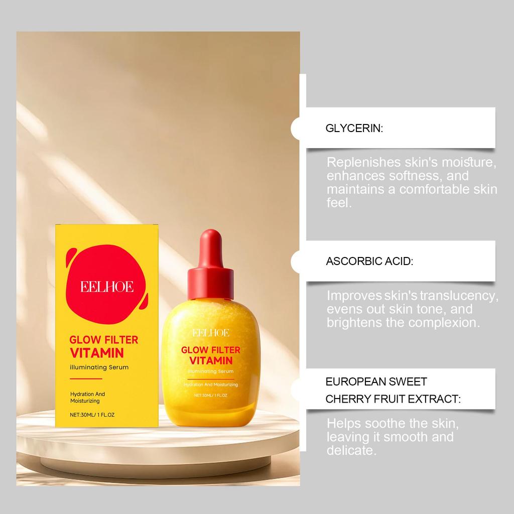 EELHOE Vitamin Illuminating Serum,  smooth, shiny, moisturizes, enhances elasticity, moisture retention Essence