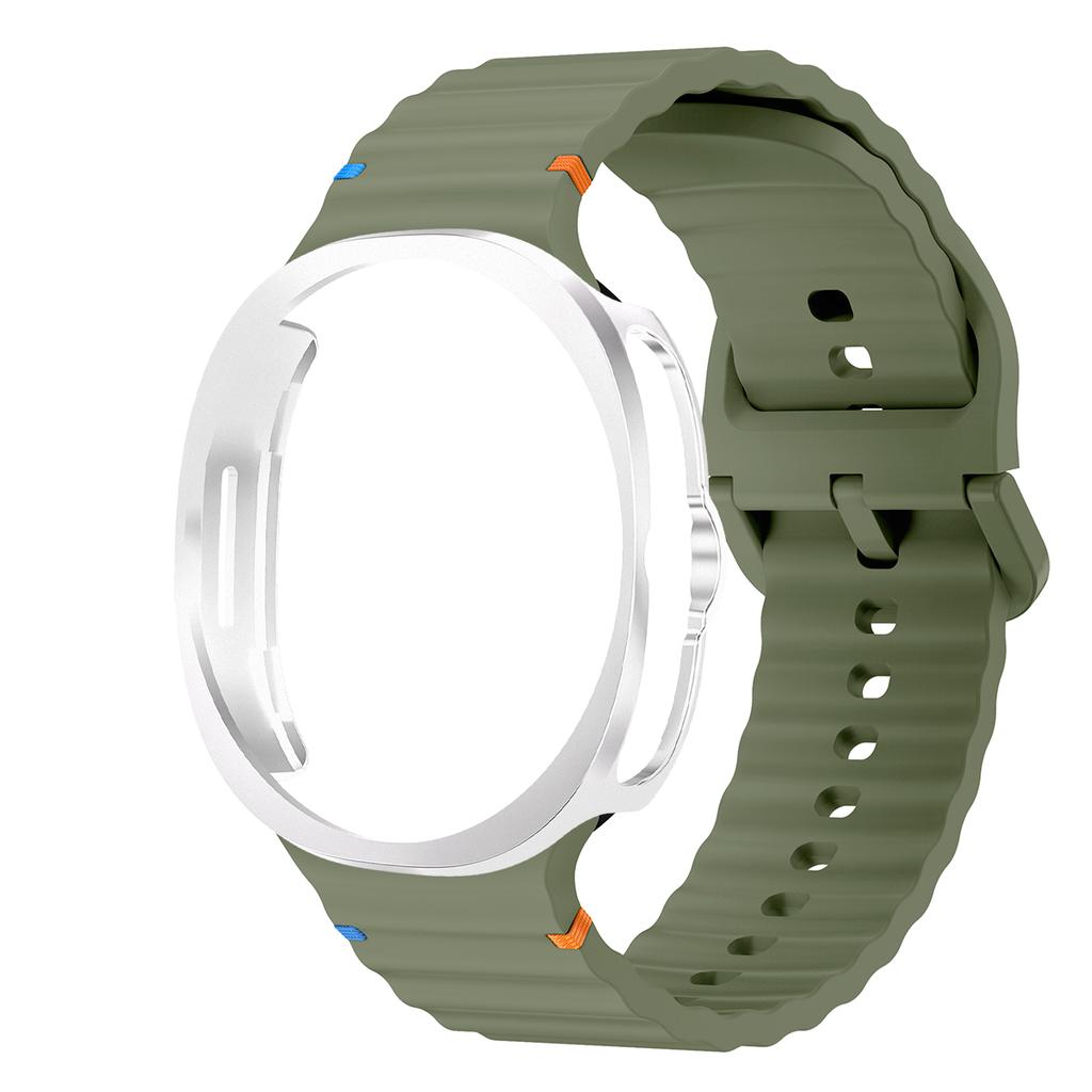 Silicone Strap+PC Case for Samsung Galaxy Watch 8 classic Wave Band Screen Protector Bumper for Galaxy Watch 8 classic 46mm