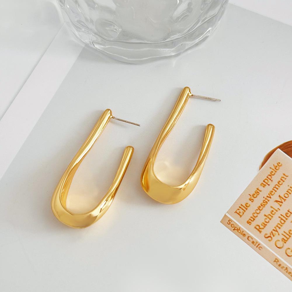 18k Gold Electroplated Geometric Water Drop Earrings - European & American Fashion