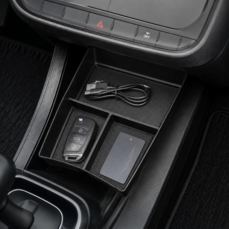 Textured Base Console Storage Tray, Car Interior Insert with Split Storage Space for Phone, Cards, Coins, and Daily Cabin Carry Needs