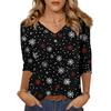 Women's T Shirt CHristmas Print 3/4 Sleeve Daily Weekend Fashion Basic V- Neck Regular Top