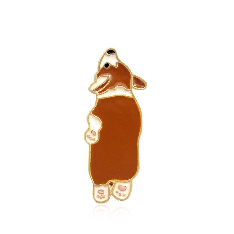Cute Corgi Enamel Brooch - Cartoon Metal Pin for Backpack & Hat