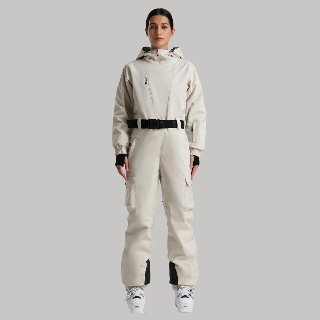 Traje de Esqui Profissional Impermeável para Mulheres com Dupla Camada - Conjunto Outdoor Espesso e Quente de Cor Sólida