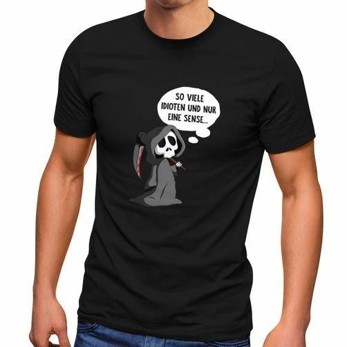 Mens T-Shirt So Many Idiots And Only One Scythe I Hate People Fun Shirt XS