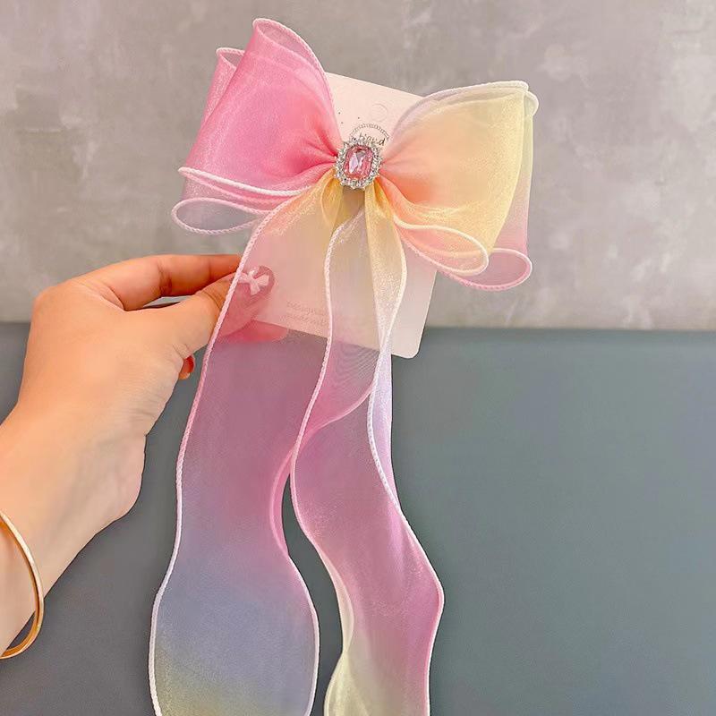 Rainbow Bow Braided Headband & Hair Clip Set for Girls - Spring/Summer Hair Accessories