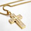 Religious Fashion Iced Out Bling Jesus Cross Pendant Male Gold Color Stainless Steel Christian Big Necklace for Men Jewelry Gift
