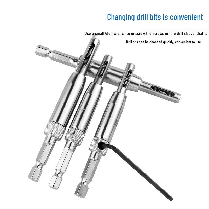 Hexagonal Drill Bit Set for Hinges & Irregular Hole Punching