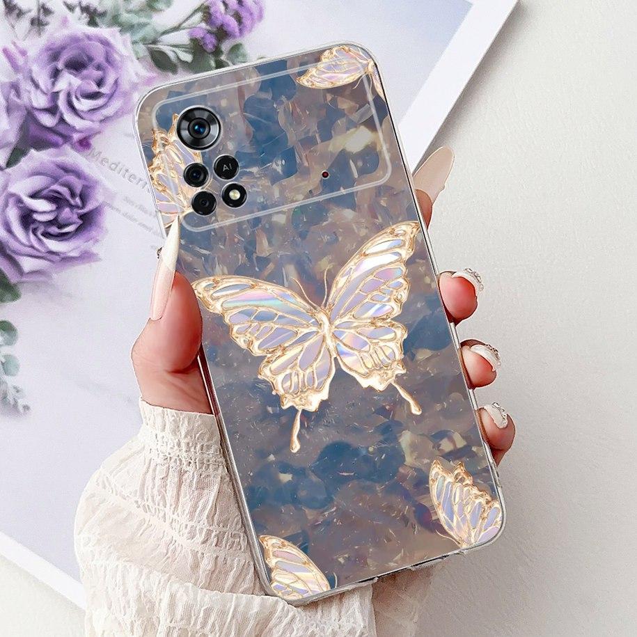 For Xiaomi Poco X4 Pro 5G Case 2201116PG Funda New Fashion Flower Bowknot Soft Clear Silicone Bumper For Xiomi Poco X4 Pro Coque