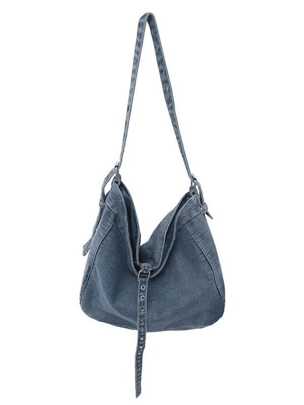 Denim Shoulder Bag For Women With Vintage Style And Large Capacity For Daily Commuting