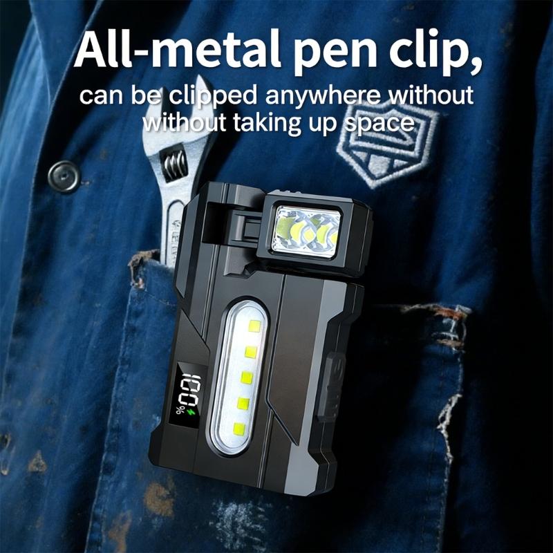 2PCS Magnetic Work Light With Type C Fast Charging IP68 Waterproof Rotatable Head For Technicians Repair And Cave Exploration