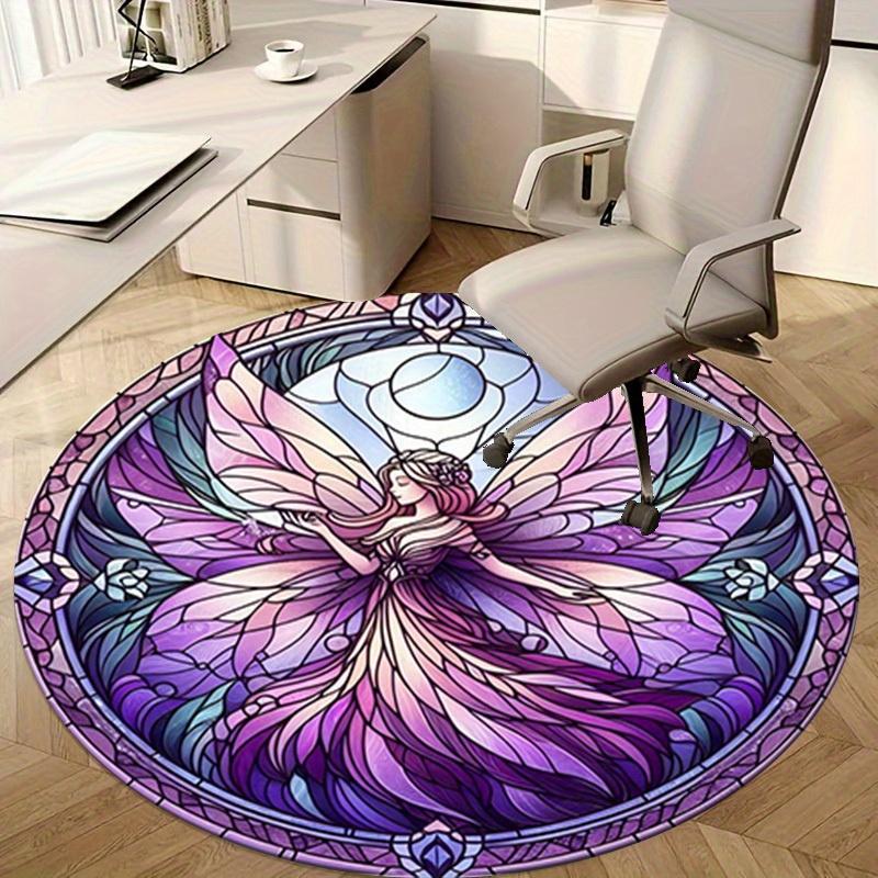 1pc Fantasy Fairy Stained Glass Circular Rug - Home Decor, Office Round Mat, Outdoor Gift ItemRA1519