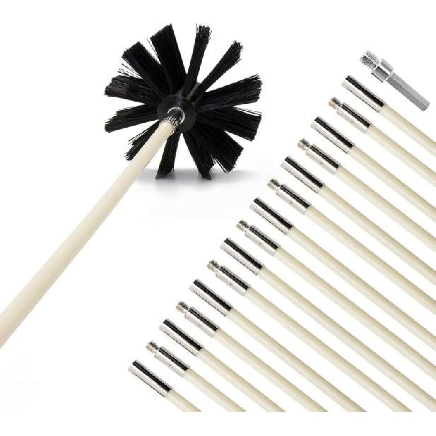 Dryer Vent Cleaner Kit, Lint Remover, Flexible Reusable Strong Nylon Rods Extends Up to 20 Feet, Lint Brush Head, Cleaning Duct Pipes, Use with or