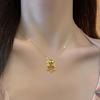 Minimalist Blessing Character Long Life Lock Furnace Real Gold Necklace Female Collarbone Chain With Jewelry