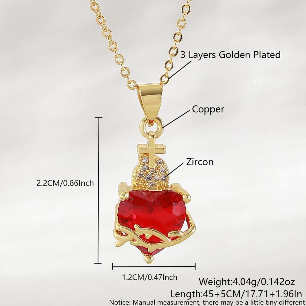 Sacred Heart Cross Necklace - Zircon Heart-shaped Fashion Choker - Heart-shaped Creative Neck Chain - Necklace