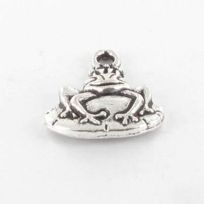 Metal Charm Frog 17mm Silvery (10 Pieces)