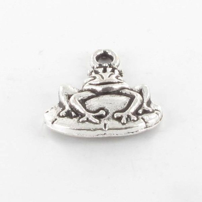 Breloque en métal Grenouille 17mm Argenté (10 pièces)