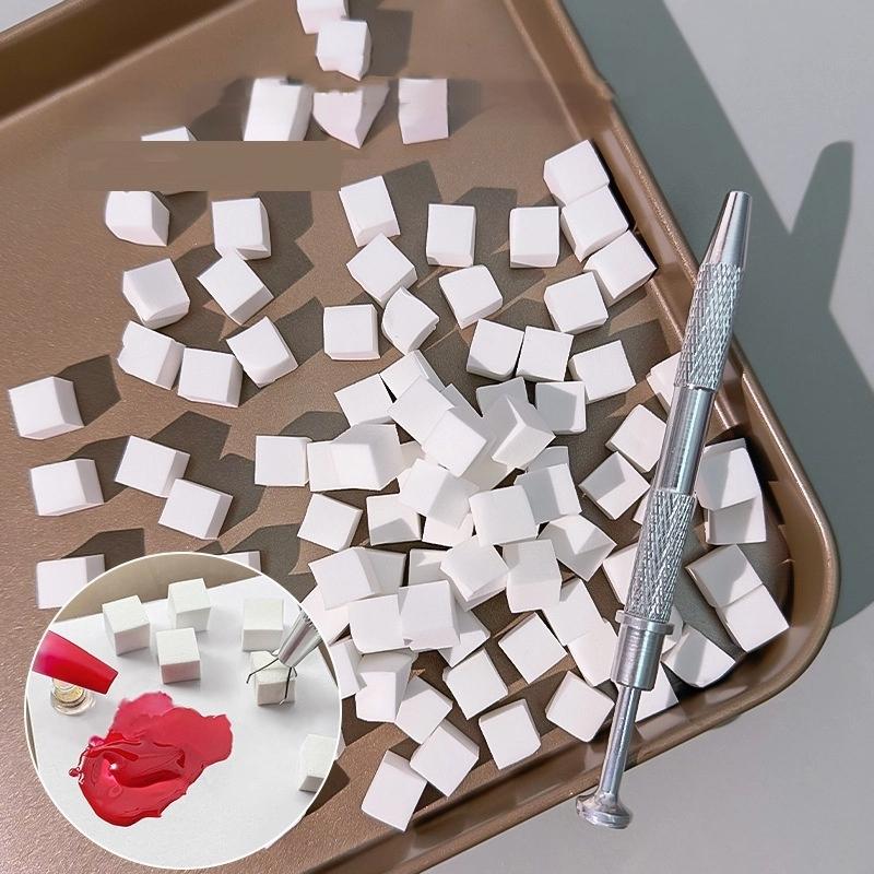 100Pcs/Box Gradient Sponge Brush With Tools For Nail Art Gel Polish Brush Glitter Powder Manicure Accessory