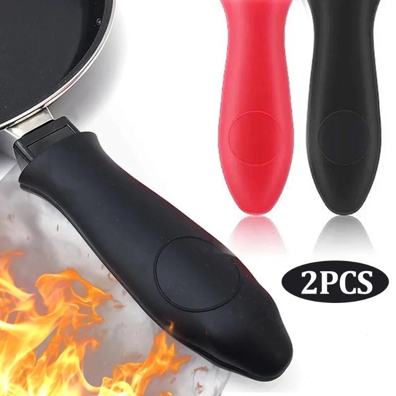 2/1 Peças Capa de Alça de Panela de Silicone Capas de Isolamento Térmico Clipe de Orelha de Panela Antiderrapante Suportes para Panela de Cozimento a Vapor Caçarola Utensílios de Cozinha