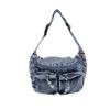 Street Style Denim Shoulder Bag With Multipocket Design For Outdoor Activities And Commuting
