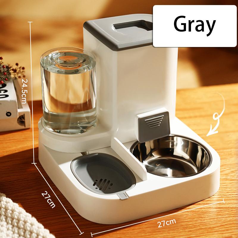 Pet Cat Bowl Automatic Feeder Water Dispenser Dog Cat Food Bowl with Drinking Raised Stand Double Dish Bowls for Cats Dogs Pet