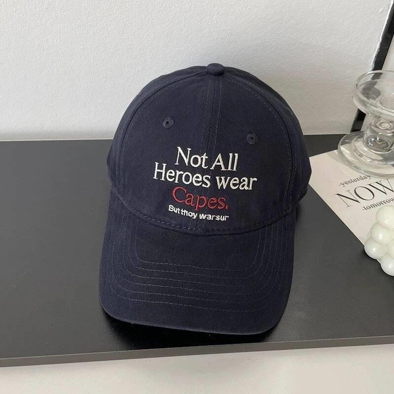 

1pc Retro Washed Embroidery Baseball Caps for Women Men,Korean Style Personality Phrase Hip Hop Hats Summer Adjustable Sun Hats Adjustable темно-синього кольору