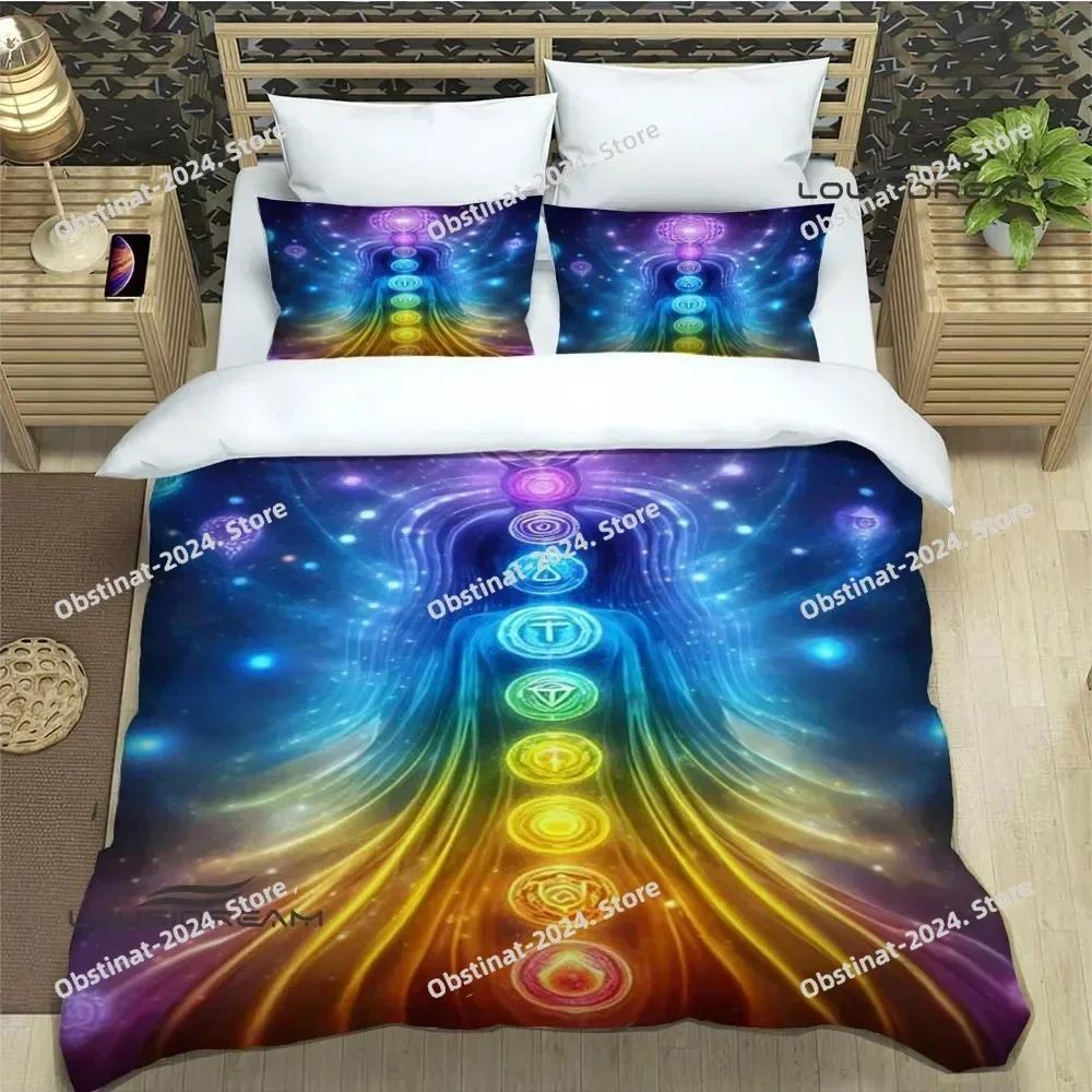 3D Chakra Bedding Set Printed single Comforter Quilt Bed Cover Duvet Cover Pillow Case 3 Pieces Sets Kids Adult Size Linen Sheet