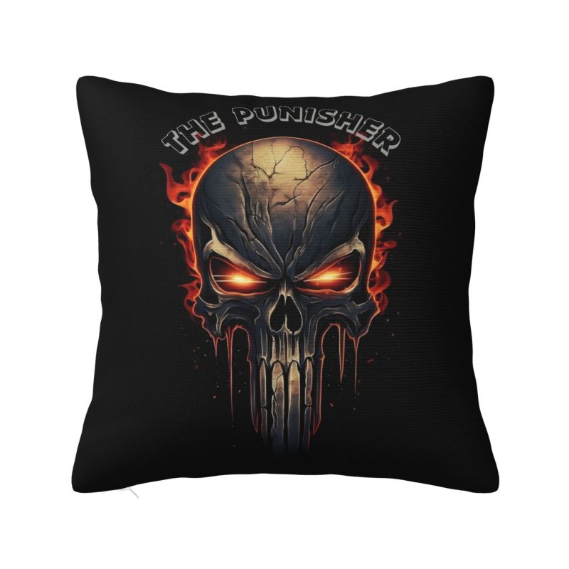 Custom Marvel Super Hero Punisher Skull Cushion Cover 40x40cm Comics Film Velvet Cute Throw Pillow Case for Sofa