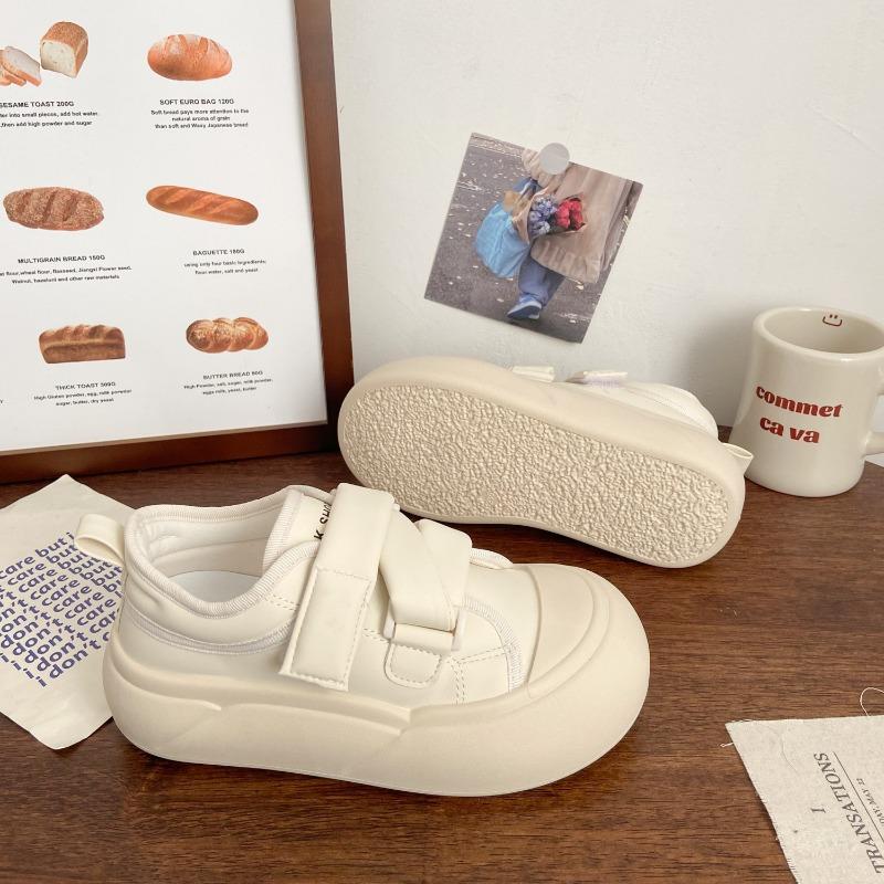 Cream Velcro Little White Shoes Women's Ugly Cute Spring and Summer New Niche Big Head Board Shoes Platform Bread Shoes