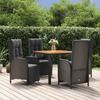 VidaXL Garden Dining Furniture and Cushions 5pcs Black Wicker 3185075