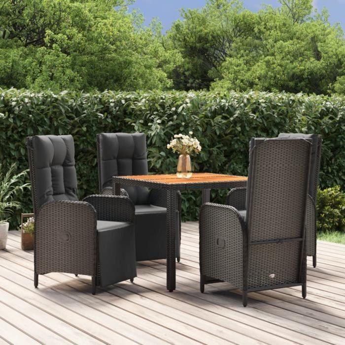 VidaXL Garden Dining Furniture and Cushions 5pcs Black Wicker 3185075