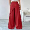 Women's Casual Fashion -Color Elastic Waistband Wide-Leg Straight-Leg Pants With Pockets