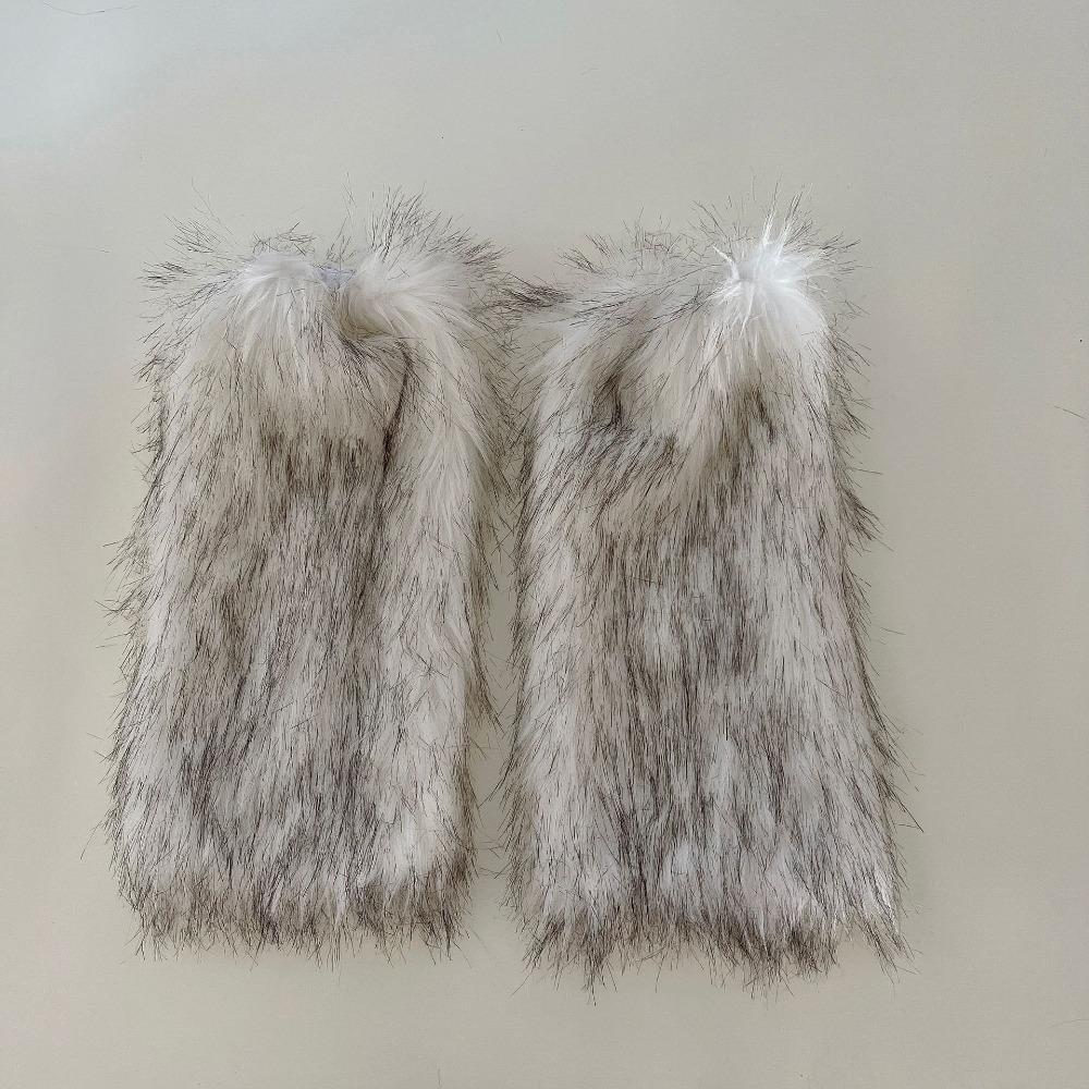 

Осенне-зимний искусственный меховой чехол для ног, носки в стиле ретро Spice Girl, термочехол для ботинок, тонкие женские носки среднего размера 40cm белый