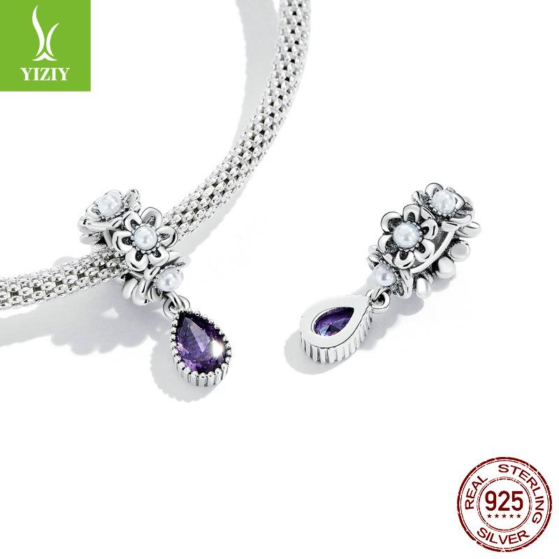 Retro Court Style Diy Bracelet Beaded, French Elegant Purple Zircon Bead Accessories