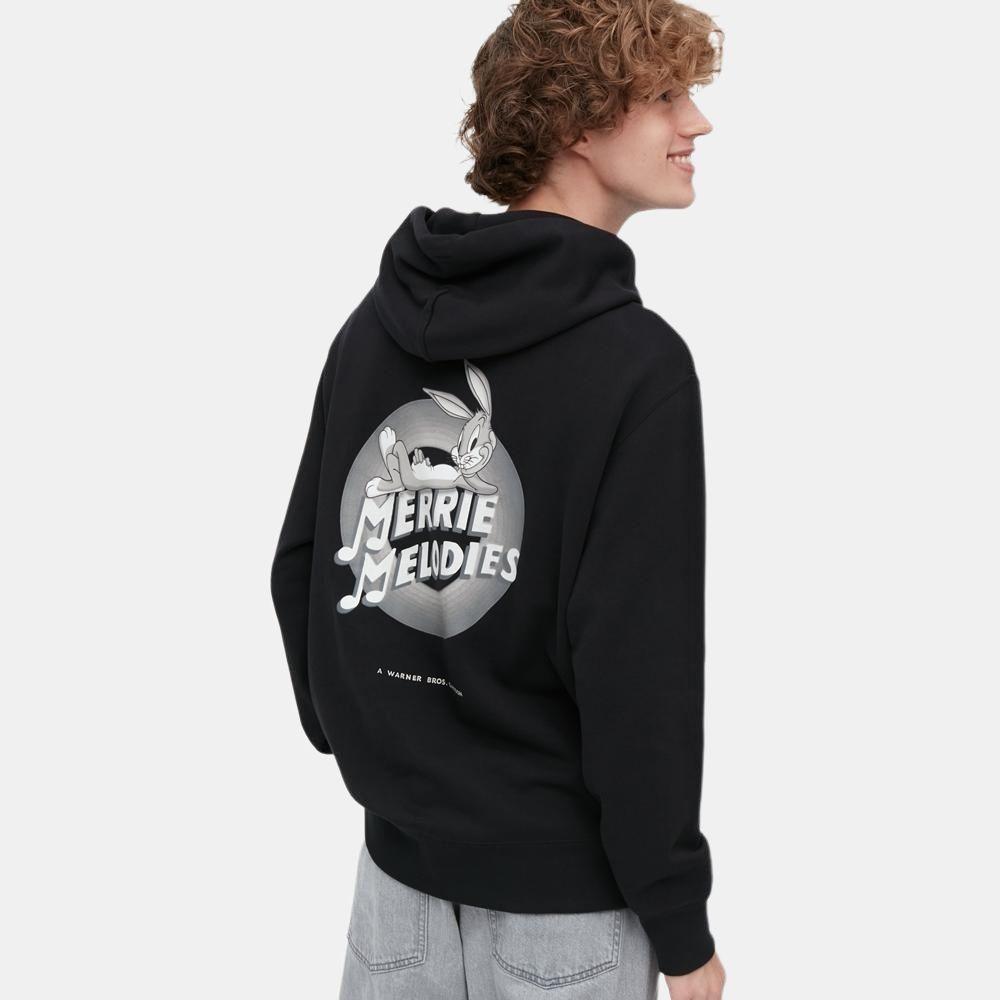 UNIQLO Rabbit Print Hooded Pullover Long Sleeve Sweatshirt Men sweatshirt Black 457402-09