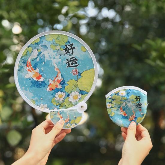 Cartoon Pattern Reflector Folding Fan Portable Lightweight Foldable Fan Fish Orange Panda Pattern Hand Fan