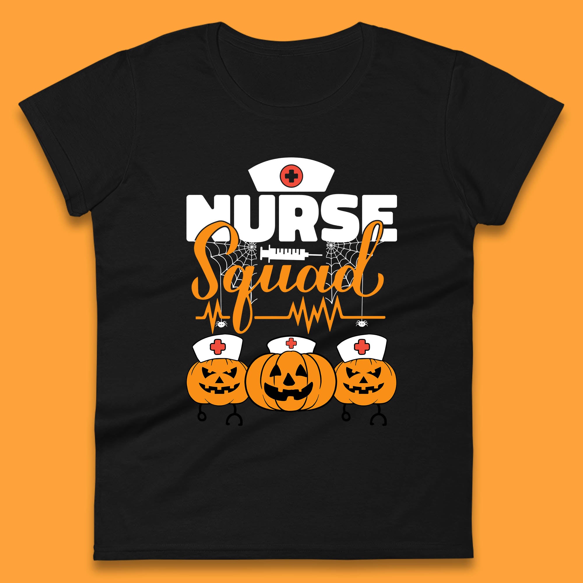 Halloween Nurse Squad Pumpkin Nursing Crew Spooky Nursing Squad Womens Tee T Shirt Mens Tops Unisex Top L