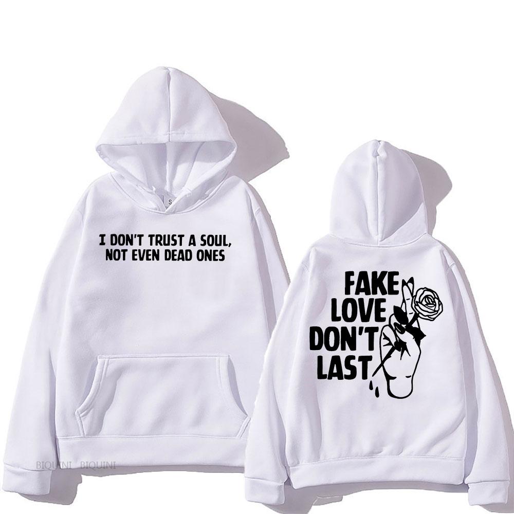Fake Love Don't Last Hoodies Rapper Mgk Machine Gun Kelly Sweatshirts for Men/Women Hip Hop Graphic Printing Pullovers Hooded