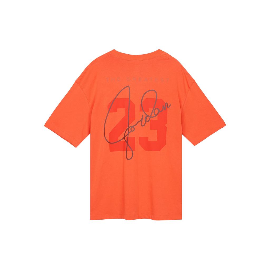 Jordan Essentials Solid Color Logo Print Loose Round Neck Short Sleeve T-Shirt Women Tops Orange DM3245-869