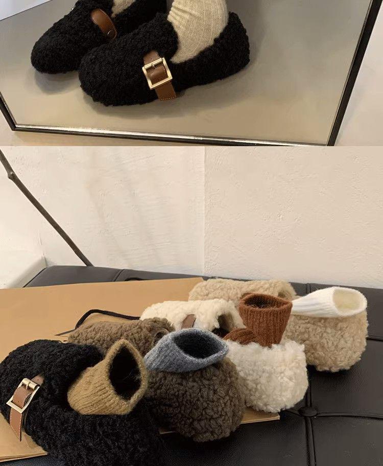 Dámské sametové mokasíny slip-on s kožešinou v korejském stylu - Nové 2025 Jemný vílí styl