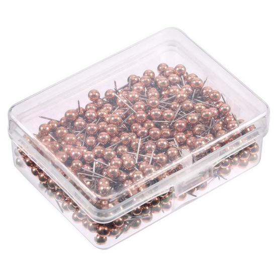 480/500Pcs Push Pin with Clear Plastic Box Metallic Color Round Ball Head Cork Bulletin Board Whiteboard Wall Map Photo Fixing Thumbtack Office