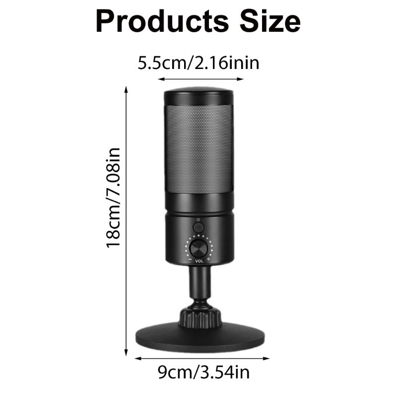 Computer Microphone With Real Time Monitoring For Streaming Desktop Mic with Intelligent Lights Noise Reduce