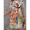 Summer Ladies 3D Printed Short Sleeve Dress Fashion Versatile Trend Breathable Casual