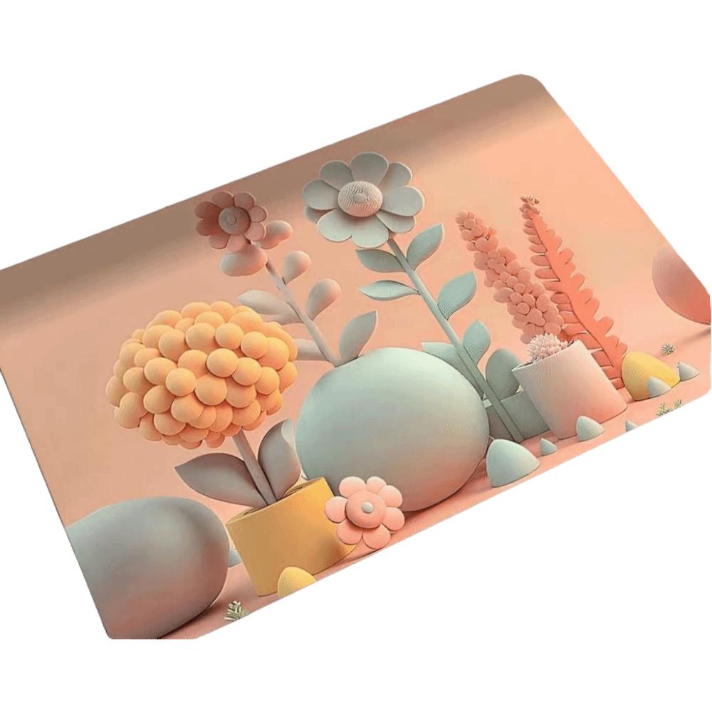 Durable 3D Bath Mat Diatomaceous Earth Absorbent Shower Doormat Anti Slip Oil Painting Bathroom Floor Mat Door