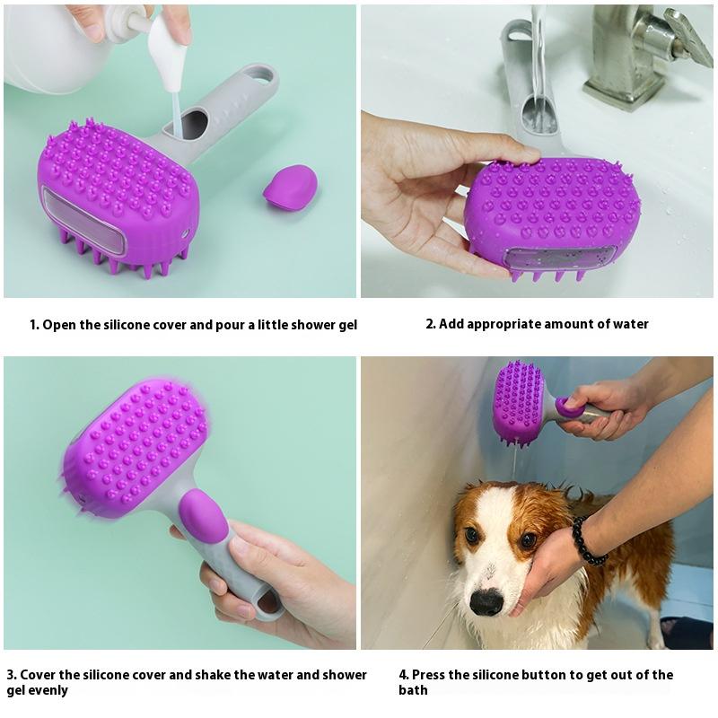 Cat Bath Brush, Cat Large Capacity Bath Brush, Pet Hair Removal Brush, Pet Cleaning, Massage Comb, 3 In 1 Grooming Product