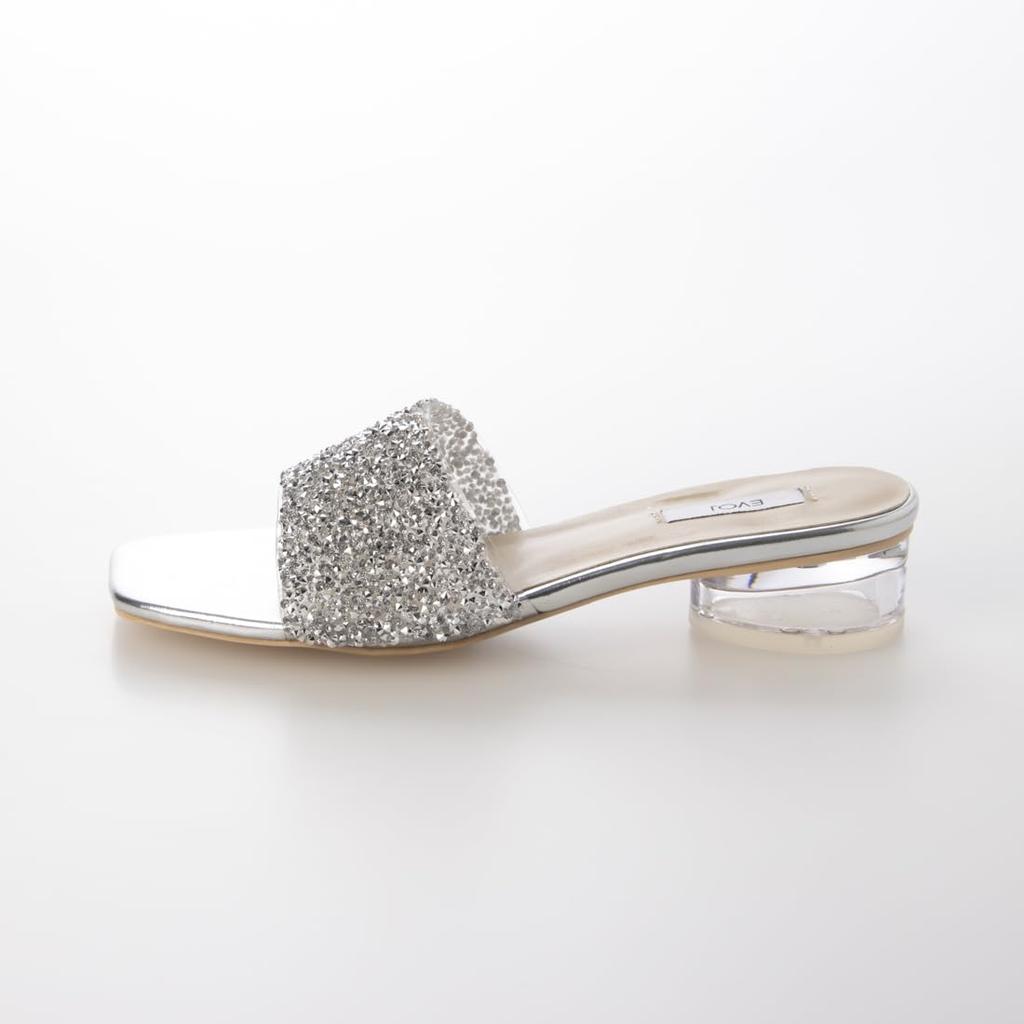 [Evol] [Cushioned] Glitter Clear Heel Sandal
