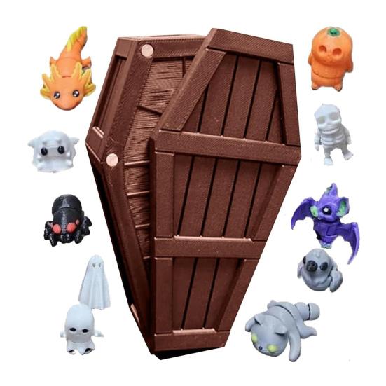 

Halloween Countdown Casket Decoration 13 Days of Spooky Minis Gothic Halloween Advent Calendar Ornament with Miniature Figurines Holiday Party Gifts коричневий