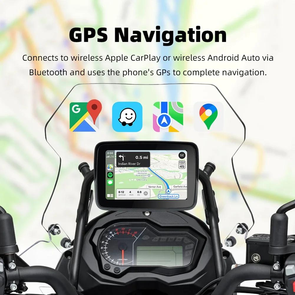 5.0inch  Motorcycle Navigation Apple CarPlay Android Auto Display Screen Portable Motorcycle Wireless  Auto Monitor Bluetooth