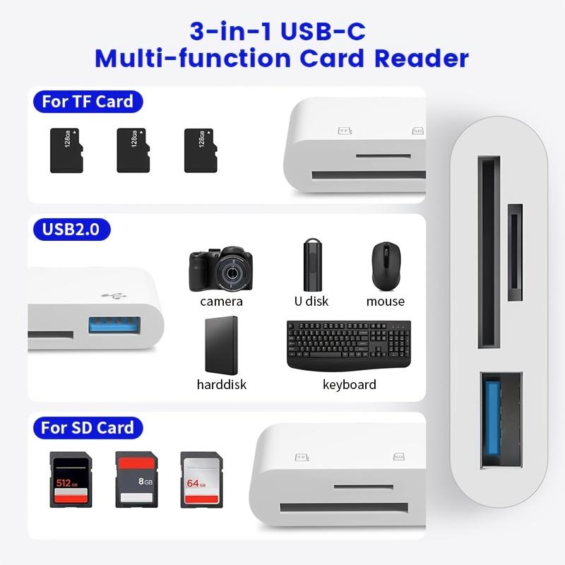3 In 1 OTG Card Reader Dual Slot SD TF Memory Card Adapter High Speed Plug And Play No Driver Portable For Type-C Phone Tablet PC Camera